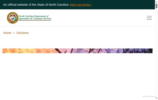 Security scan screenshot of https://www.ncagr.gov/divisions/nc-forest-service