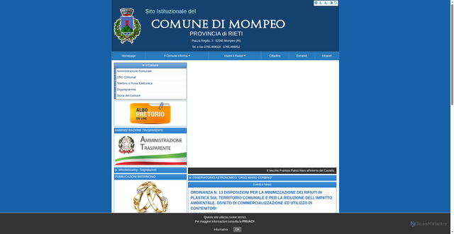 Security scan screenshot of https://www.comune.mompeo.ri.it/