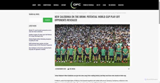 Security scan screenshot of https://www.oceaniafootball.com/new-caledonia-on-the-brink-potential-world-cup-play-off-opponents-revealed/