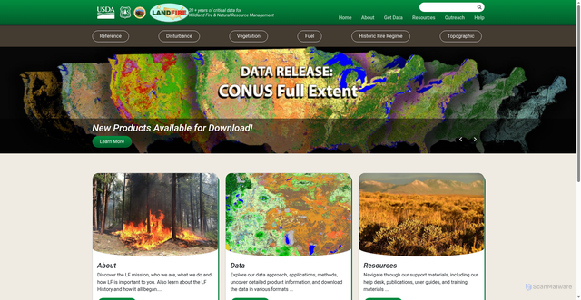Security scan screenshot of https://landfire.gov/