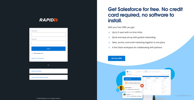 Security scan screenshot of https://r7.my.salesforce.com
