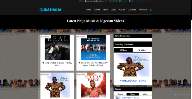 Security scan screenshot of https://justnaija.com