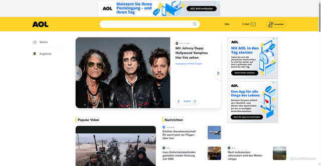 Security scan screenshot of https://www.aol.de/?r=www.aol.co.uk