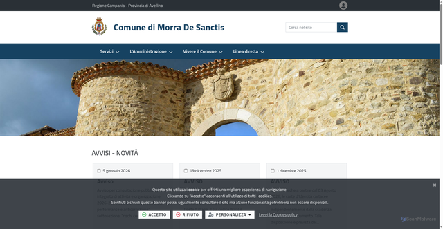 Security scan screenshot of https://www.comune.morradesanctis.av.it/it-it/home