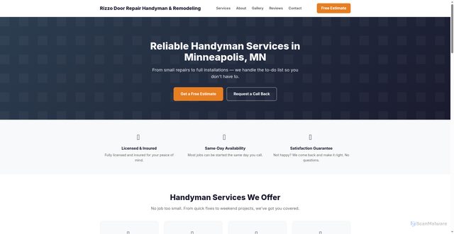Security scan screenshot of https://rizzo-door-repair-handyman-remodeling-mn.pages.dev/