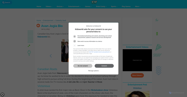 Security scan screenshot of https://www.kidzworld.com/article/28309-avan-jogia-bio/