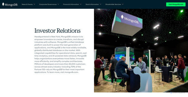 Security scan screenshot of https://investors.mongodb.com/