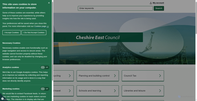 Security scan screenshot of https://www.cheshireeast.gov.uk/home.aspx