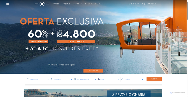 Security scan screenshot of https://celebritycruises.com.br/