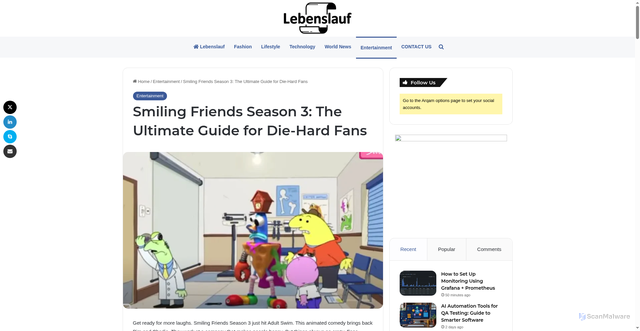 Security scan screenshot of https://lebenslauf.blog/smiling-friends-season-3/