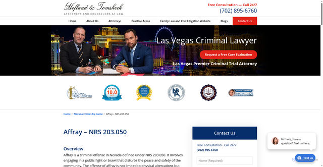 Security scan screenshot of https://www.lvnvlawfirm.com/nevada-crimes-by-name/affray-nrs-203-050/