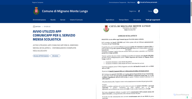 Security scan screenshot of https://comune.mignanomontelungo.ce.it/