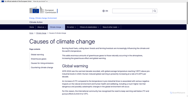 Security scan screenshot of https://climate.ec.europa.eu/climate-change/causes-climate-change_en