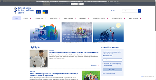 Security scan screenshot of https://osha.europa.eu/en