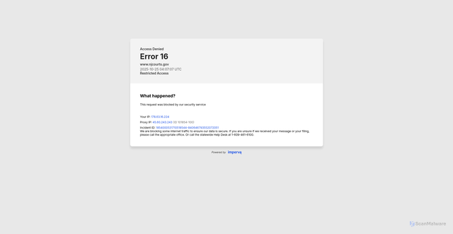 Security scan screenshot of https://www.njcourts.gov/
