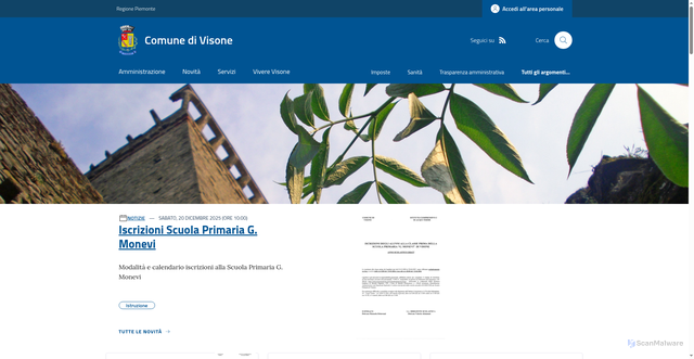 Security scan screenshot of https://www.comune.visone.al.it/