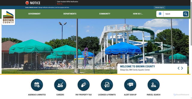 Security scan screenshot of https://browncountymn.gov/