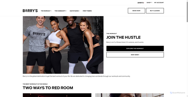 Security scan screenshot of https://www.barrys.com/country-select/