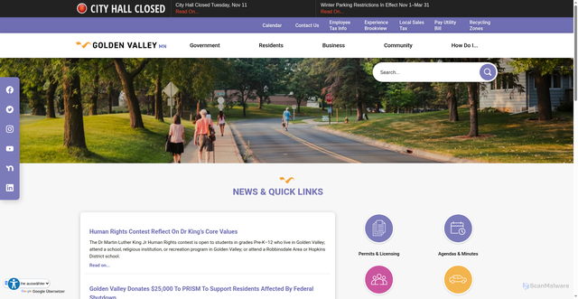 Security scan screenshot of https://goldenvalleymn.gov/