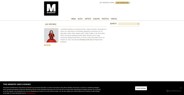 Security scan screenshot of https://www.masterworksbroadway.com/artist/lea-michele/