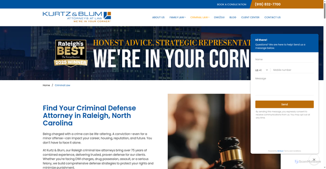 Security scan screenshot of https://kurtzandblum.com/criminal-defense-attorneys/