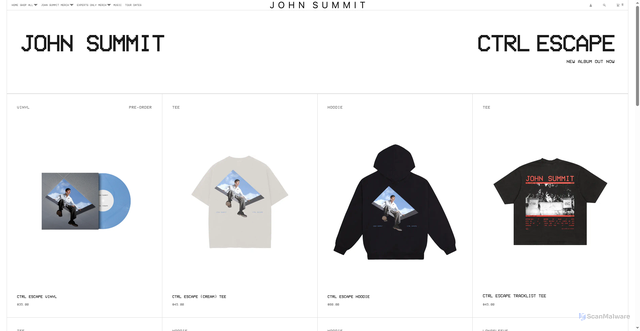 Security scan screenshot of https://johnsummitmerch.com/?srsltid=AfmBOoq1CJL645YtlJzY7KOsciQAU0dDgbfP6Nru-7FBLzjYV7_X4303