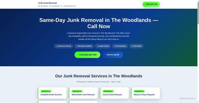 Security scan screenshot of https://thewoodlandsjunkremoval.pages.dev/