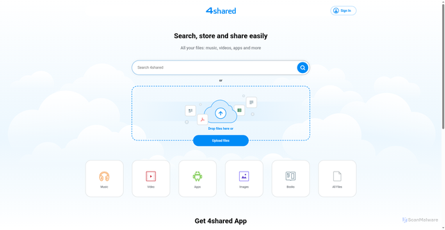 Security scan screenshot of https://4shared.com
