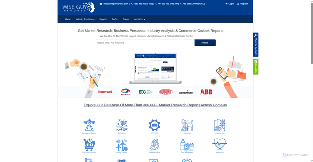Security scan screenshot of https://wiseguyreports.com