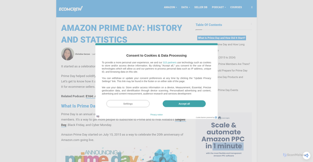 Security scan screenshot of https://www.ecomcrew.com/amazon-prime-day/