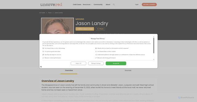 Security scan screenshot of https://uncovered.com/cases/jason-landry-luling-tx