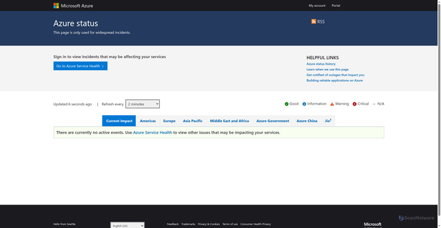 Security scan screenshot of https://rssfeed.azure.status.microsoft