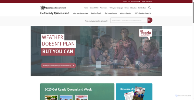 Security scan screenshot of https://www.getready.qld.gov.au/