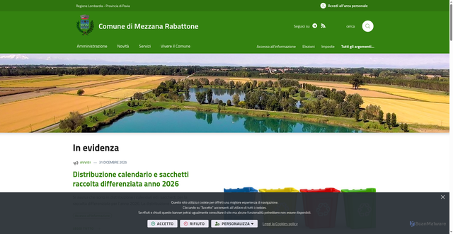 Security scan screenshot of https://www.comune.mezzanarabattone.pv.it/it-it/home