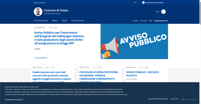 Security scan screenshot of https://www.comune.teano.ce.it/