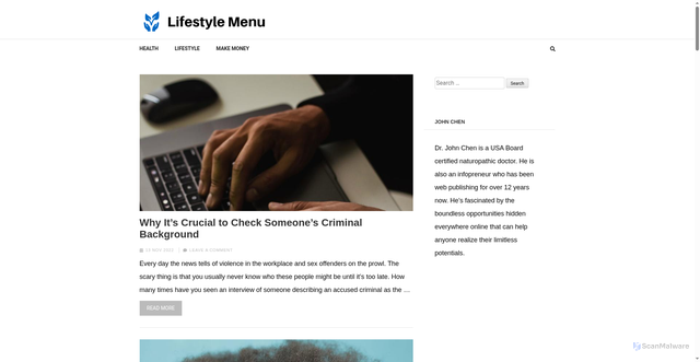 Security scan screenshot of https://lifestylemenu.net