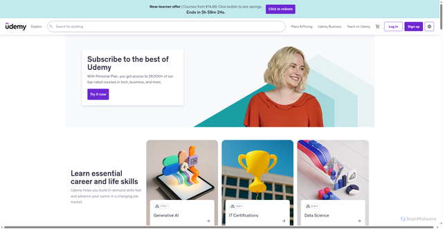 Security scan screenshot of https://www.udemy.com/
