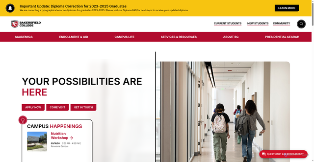 Security scan screenshot of https://bakersfieldcollege.edu