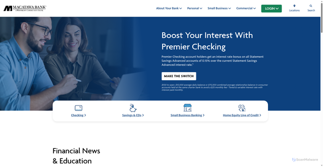 Security scan screenshot of https://macatawabank.com