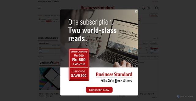 Security scan screenshot of https://www.business-standard.com