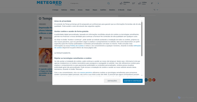 Security scan screenshot of https://www.tempo.pt