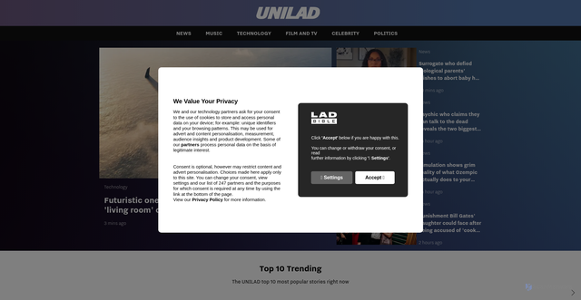 Security scan screenshot of https://www.unilad.com