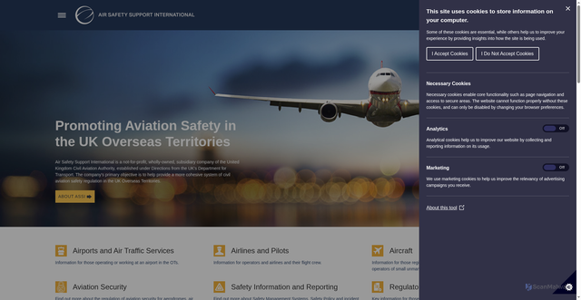 Security scan screenshot of http://www.airsafety.aero/home