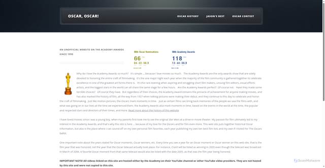 Security scan screenshot of http://www.oscarworld.net/