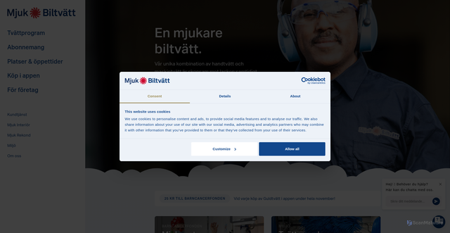 Security scan screenshot of https://www.mjukbiltvatt.se/