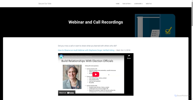 Security scan screenshot of https://secureourvote.us/?p=115
