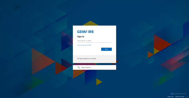 Security scan screenshot of https://gemaire-my.sharepoint.com