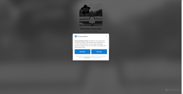 Security scan screenshot of https://oliviadean.lnk.to/InstoreTour