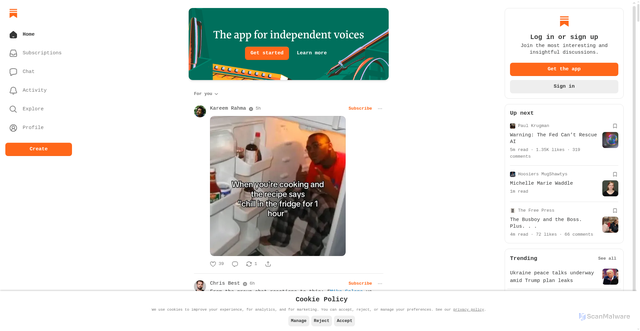 Security scan screenshot of https://substack.com/