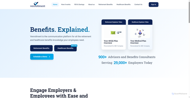 Security scan screenshot of https://venrollment.com